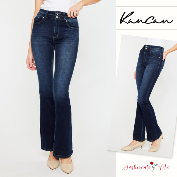 KANCAN High Rise Wide Waistband Skinny Bootcut Jeans - Picture 1 of 10